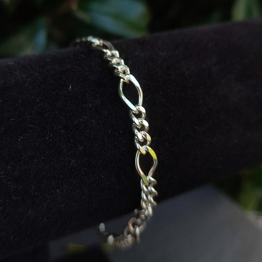 Figaro Chain Bracelet- Sterling Silver