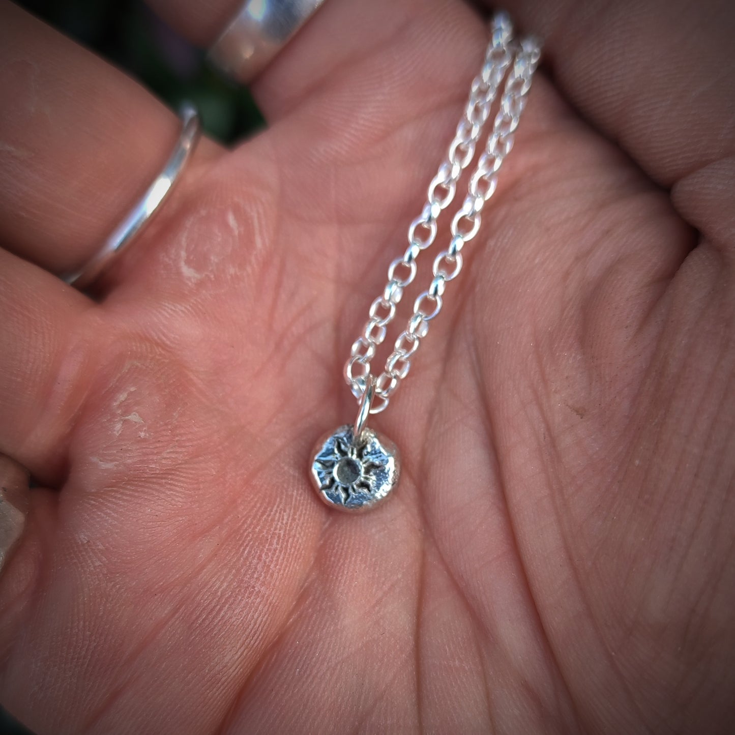 Organic Silver Sun Pendant