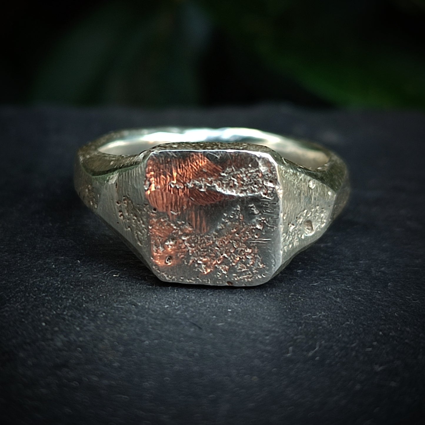 Molten Square Silver Signet Ring