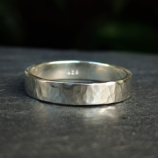 Hammered Ring Thin Sterling Silver