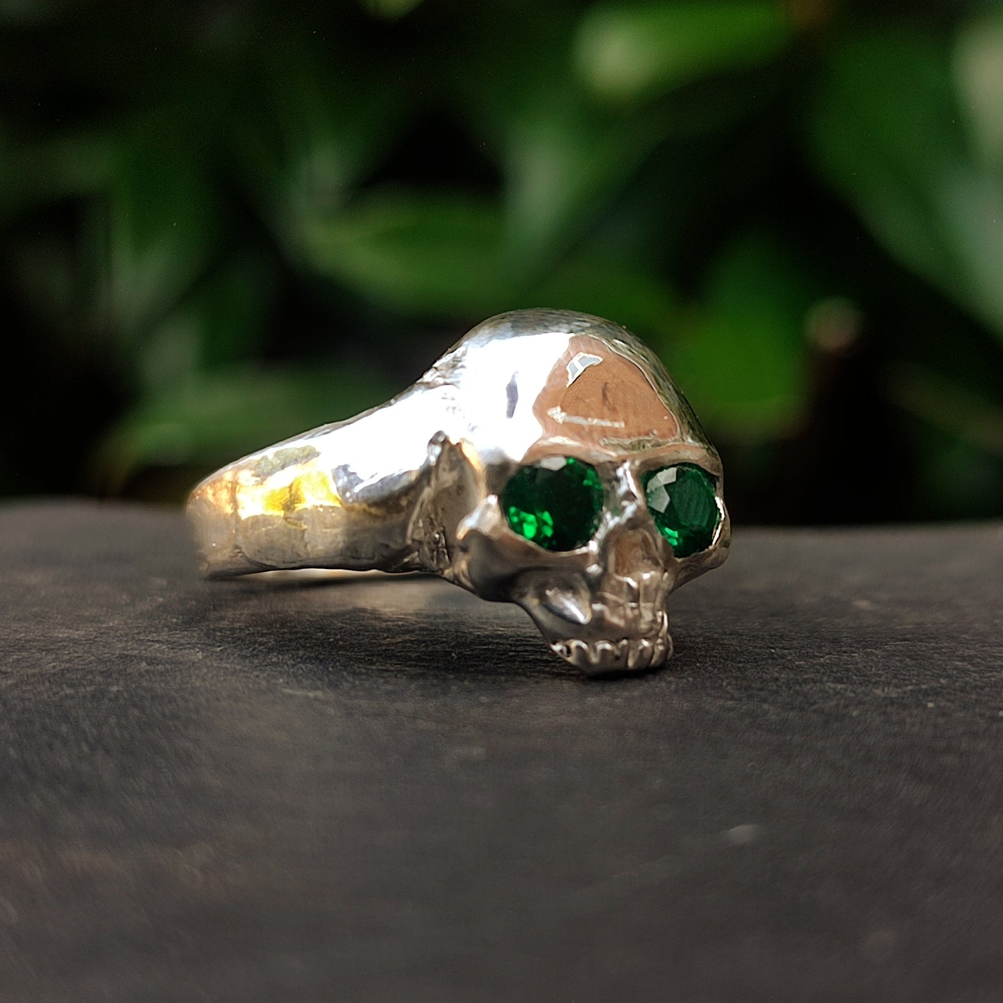 Emerald Skull Ring - silverhollowjewellery