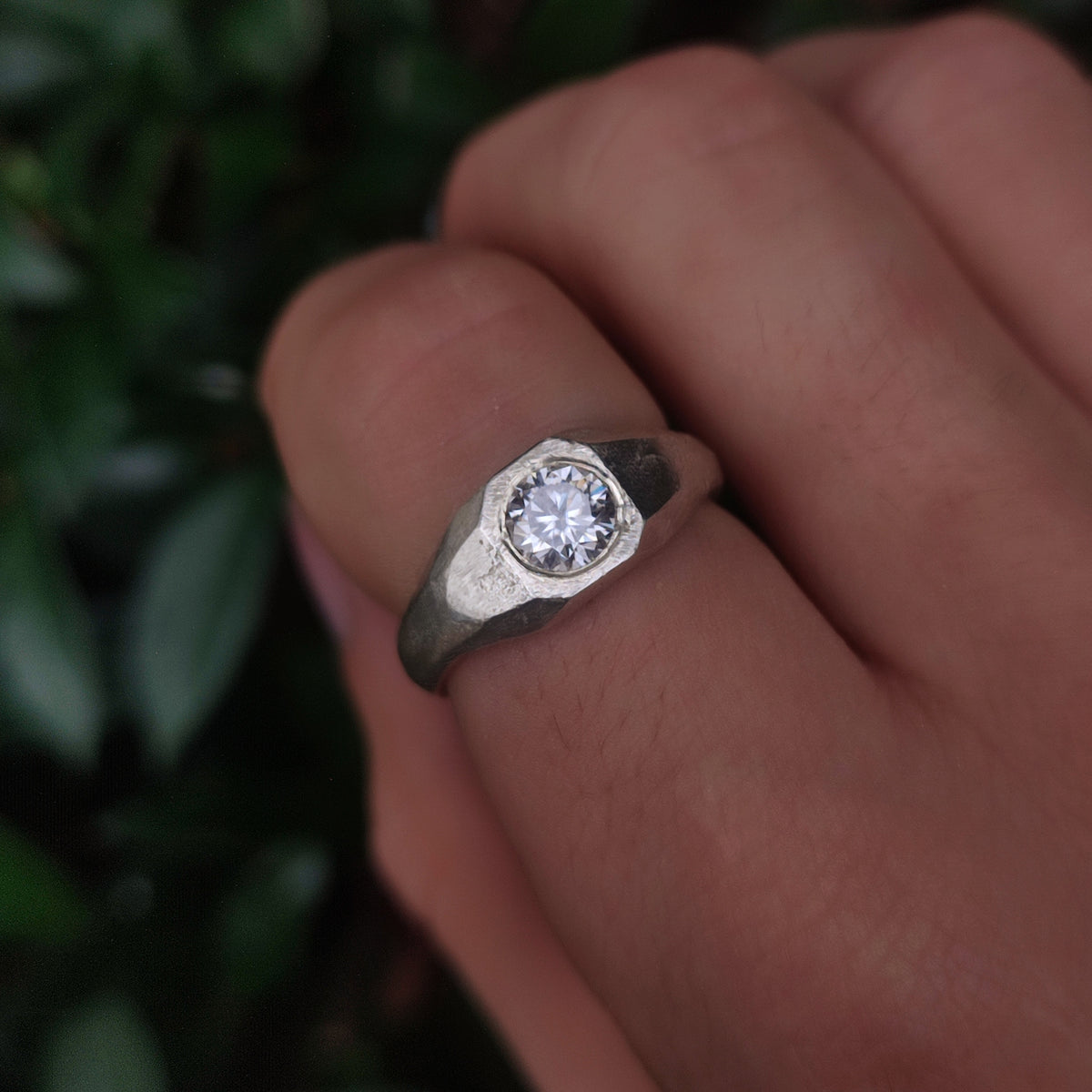 Moissanite Raw Signet