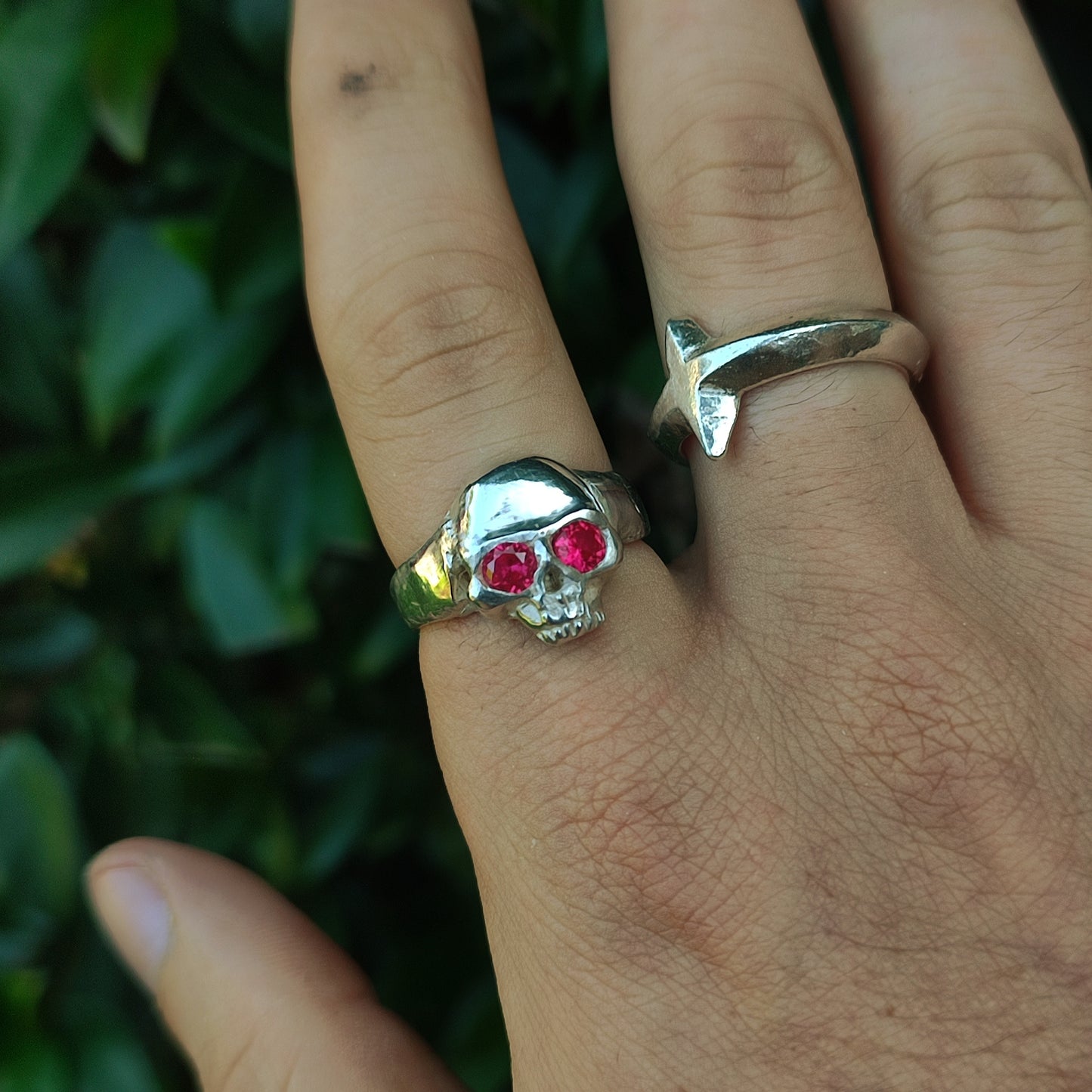 Ruby Skull Ring - silverhollowjewellery