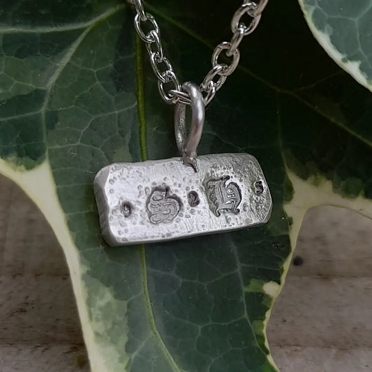destroyed volcanic texture silver pendant on chain