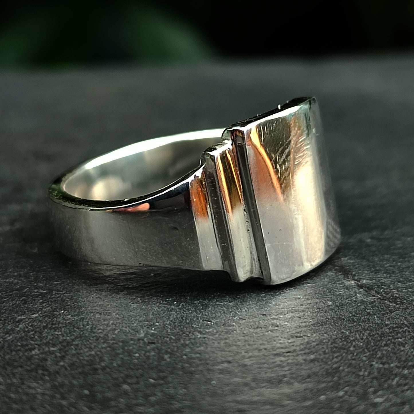 Silver Stepped Signet Ring