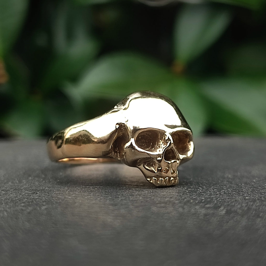 Gold skull ring, 9 carat by Silver Hollow Jewellery