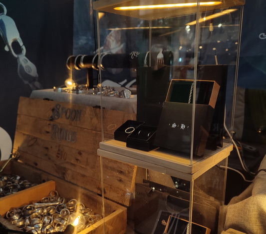 Silver Hollow Jewellery's market display at Chichester high street market, every Wednesday