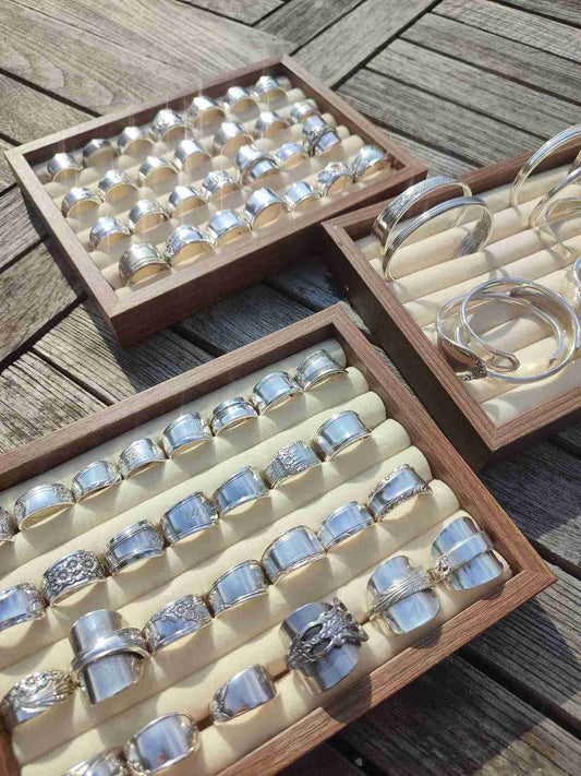A wide range of handmade silver spoon rings