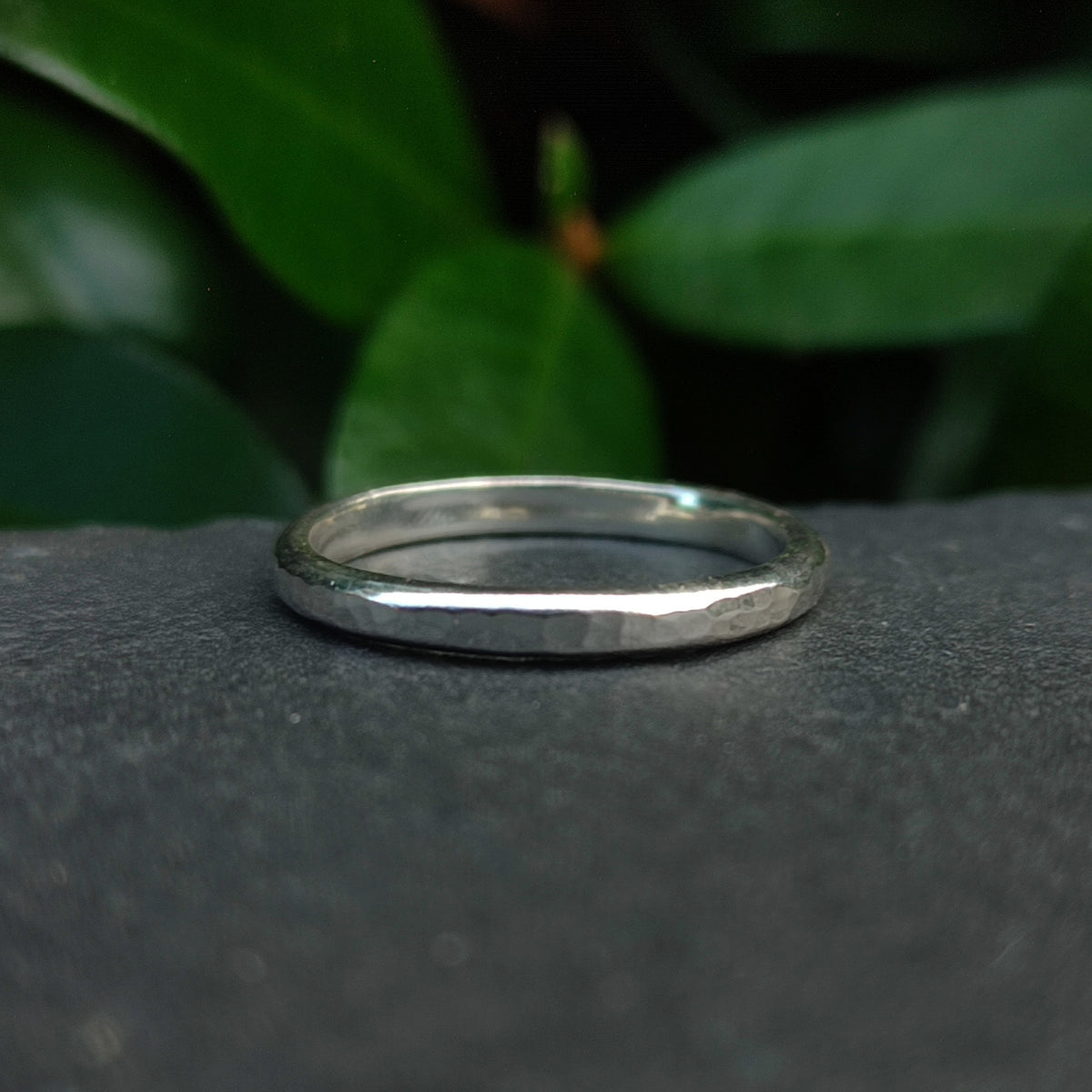 Hammered Silver Stacking Band - silverhollowjewellery
