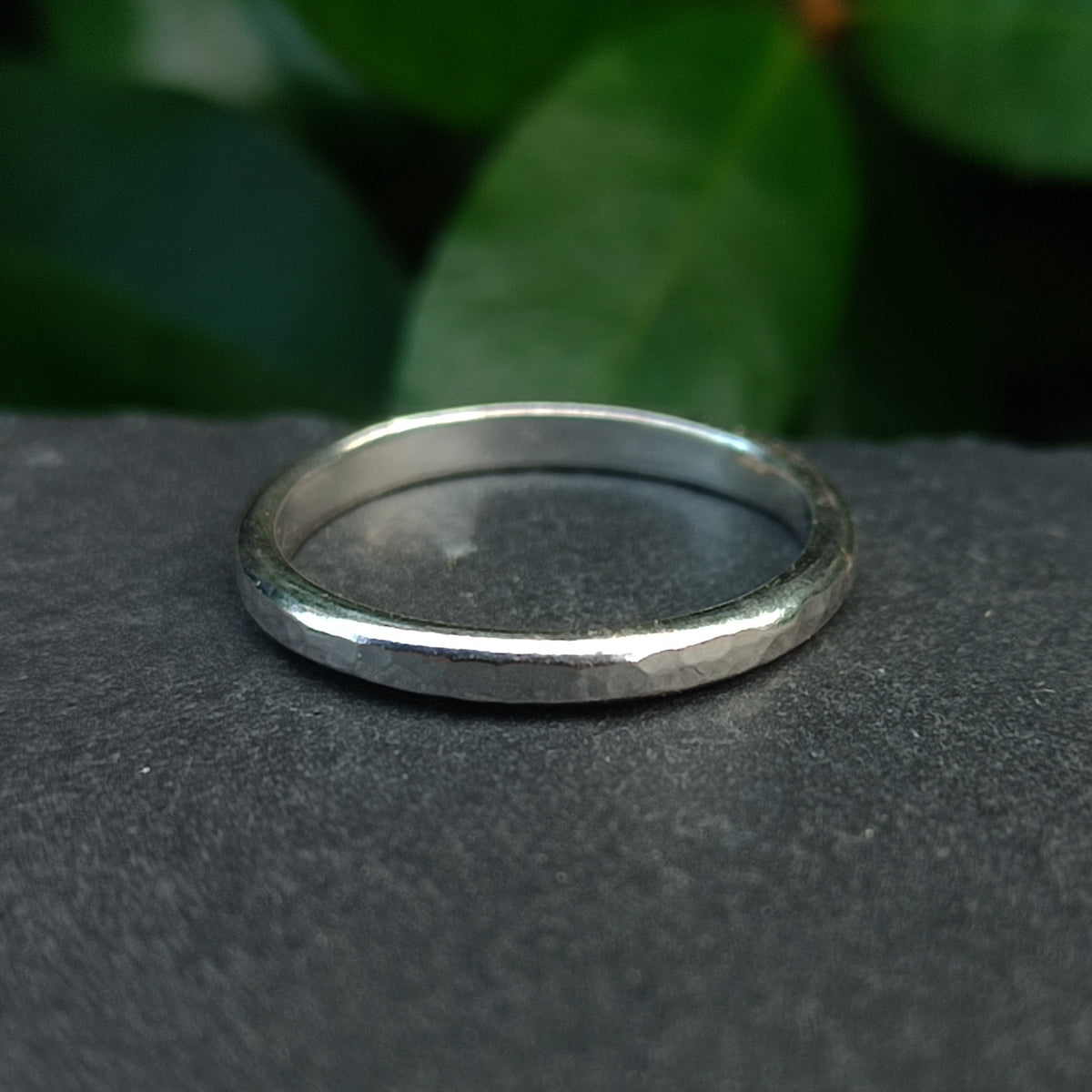 Hammered Silver Stacking Band - silverhollowjewellery