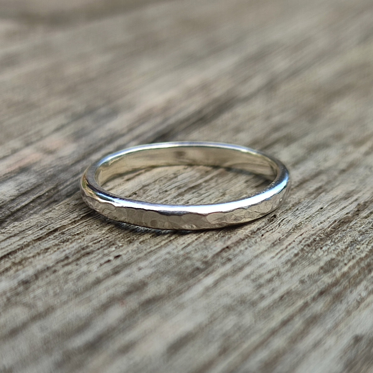 Hammered Silver Stacking Band - silverhollowjewellery