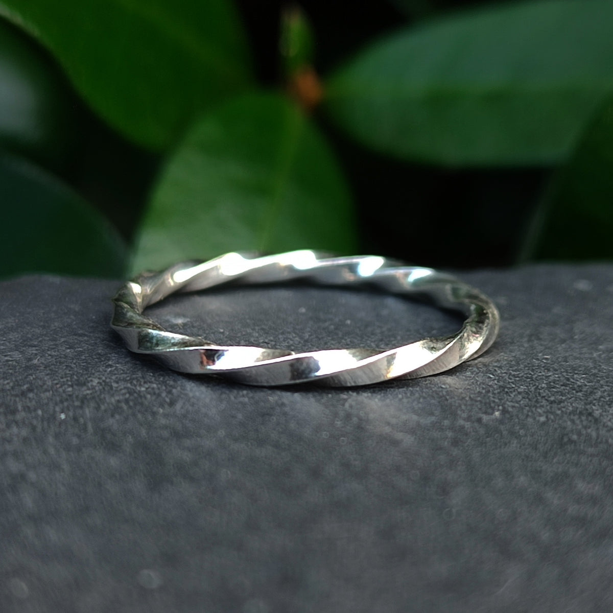 Twisted Silver Stacking Band - silverhollowjewellery