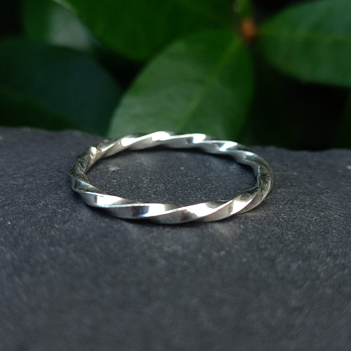 Twisted Silver Stacking Band - silverhollowjewellery
