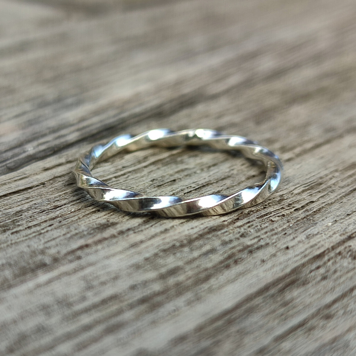 Twisted Silver Stacking Band - silverhollowjewellery
