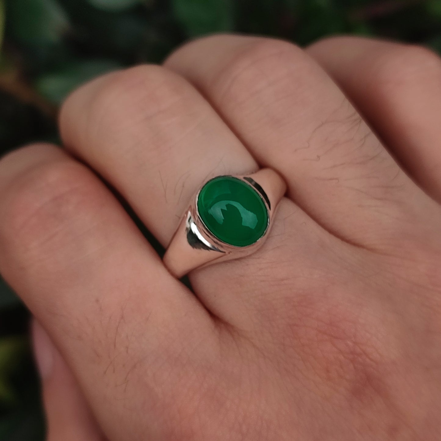 Green Onyx Ring- Sterling Silver