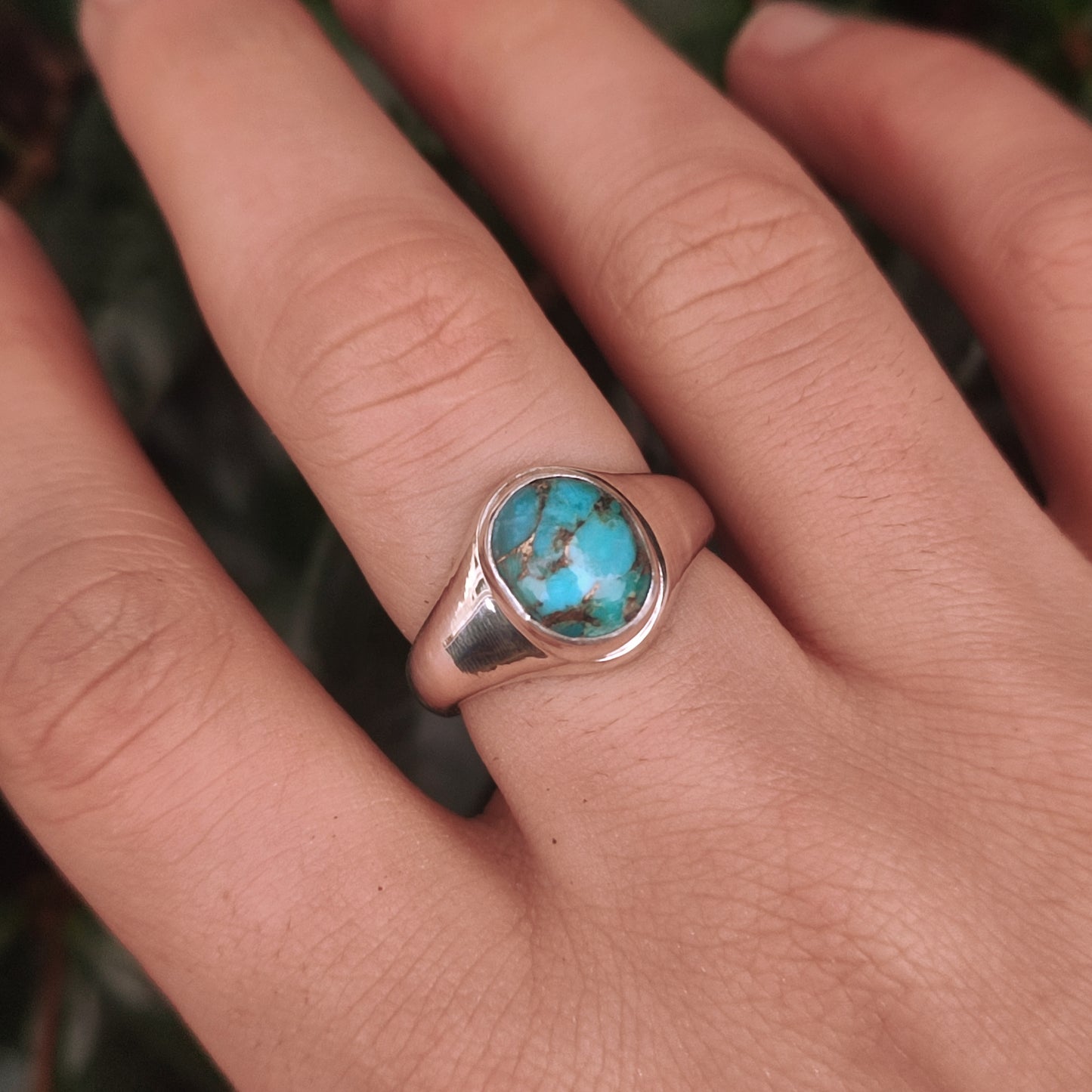 Turquoise Signet Ring- Sterling Silver