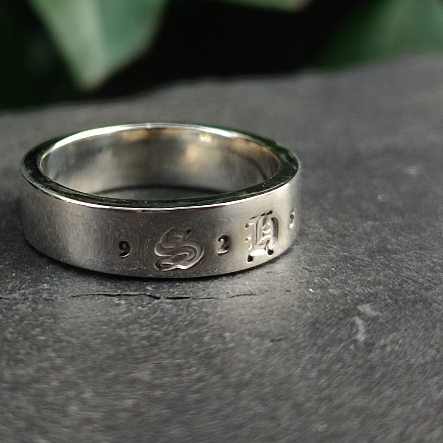 silver hollow hallmark ring