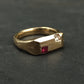 9ct Sandcast Sapphire/Ruby Signet