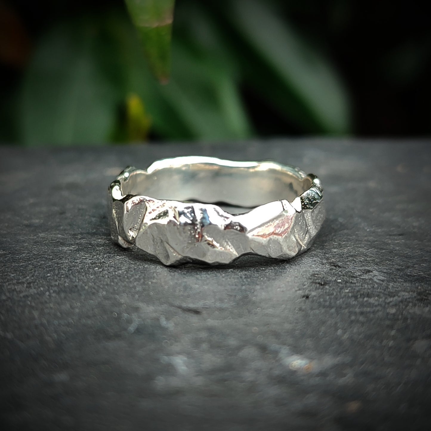 silver unique texture ring