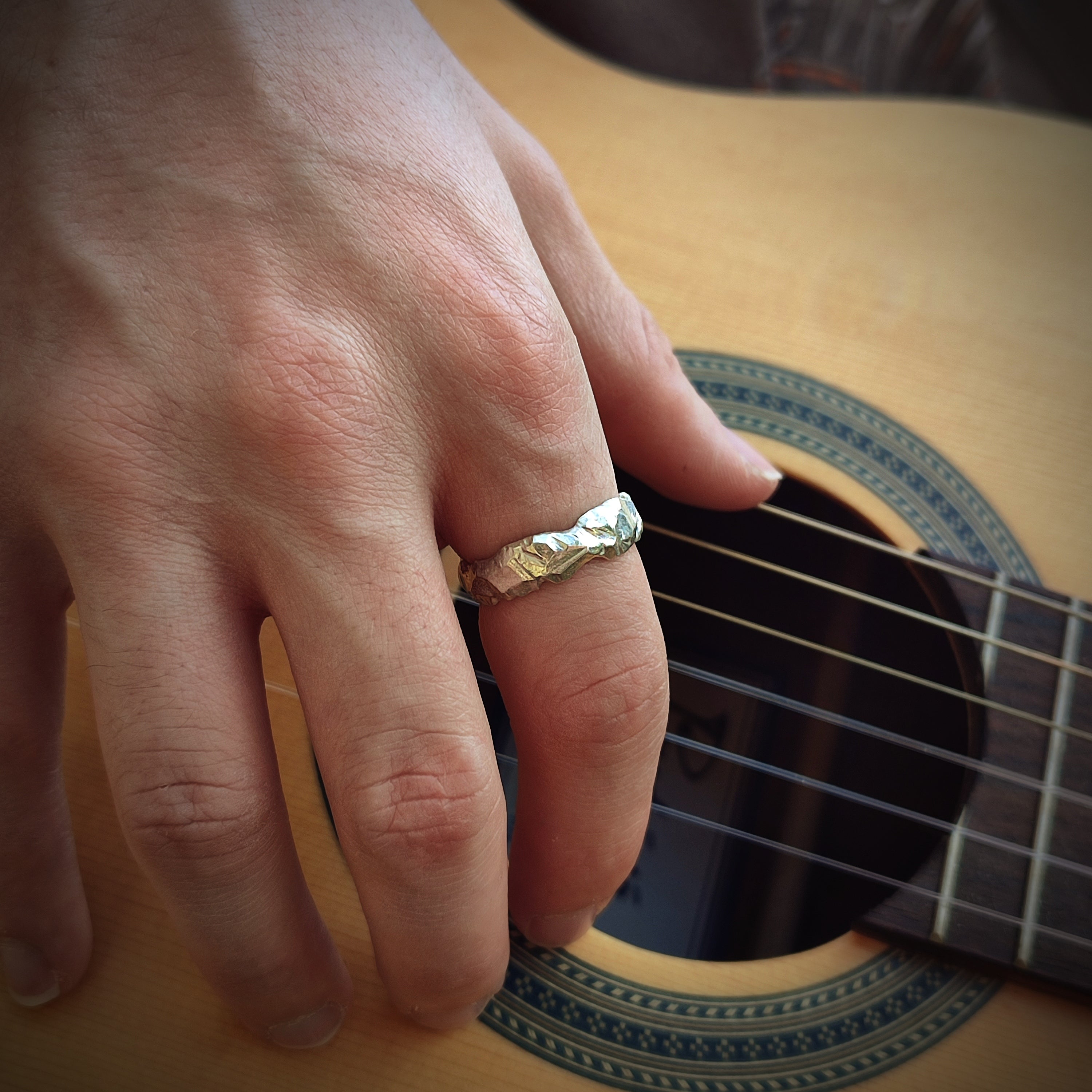 High Round Rocks Ring Rock Ring | Textured Sterling Silver Ring Handmade – silverhollowjewellery