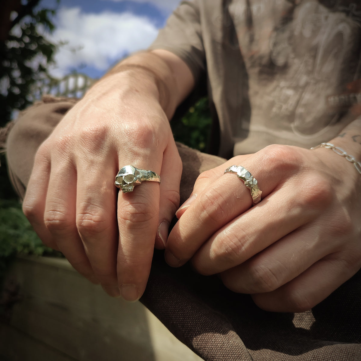 High Round Rocks Ring Rock Ring | Textured Sterling Silver Ring Handmade – silverhollowjewellery