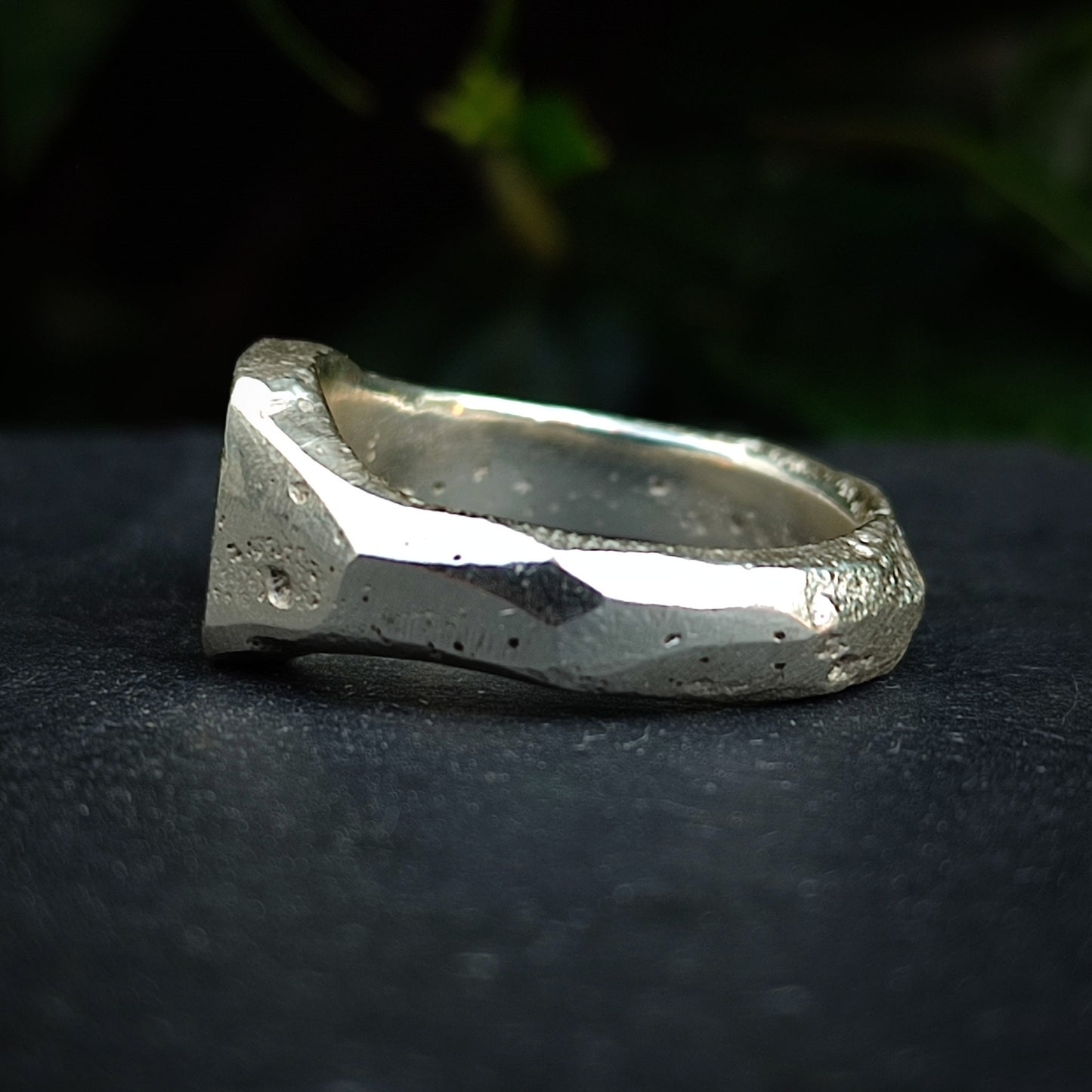 Molten Square Silver Signet Ring