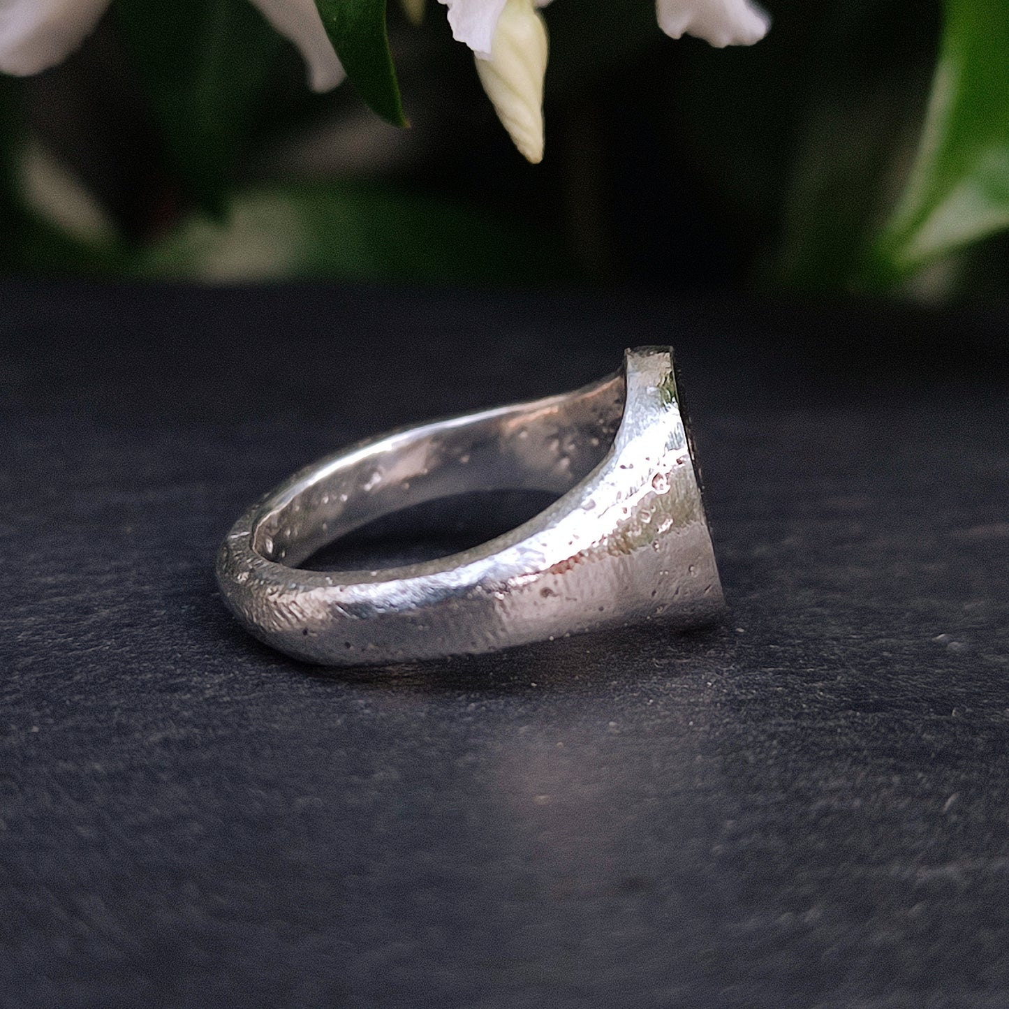 Molten Oval Silver Signet Ring
