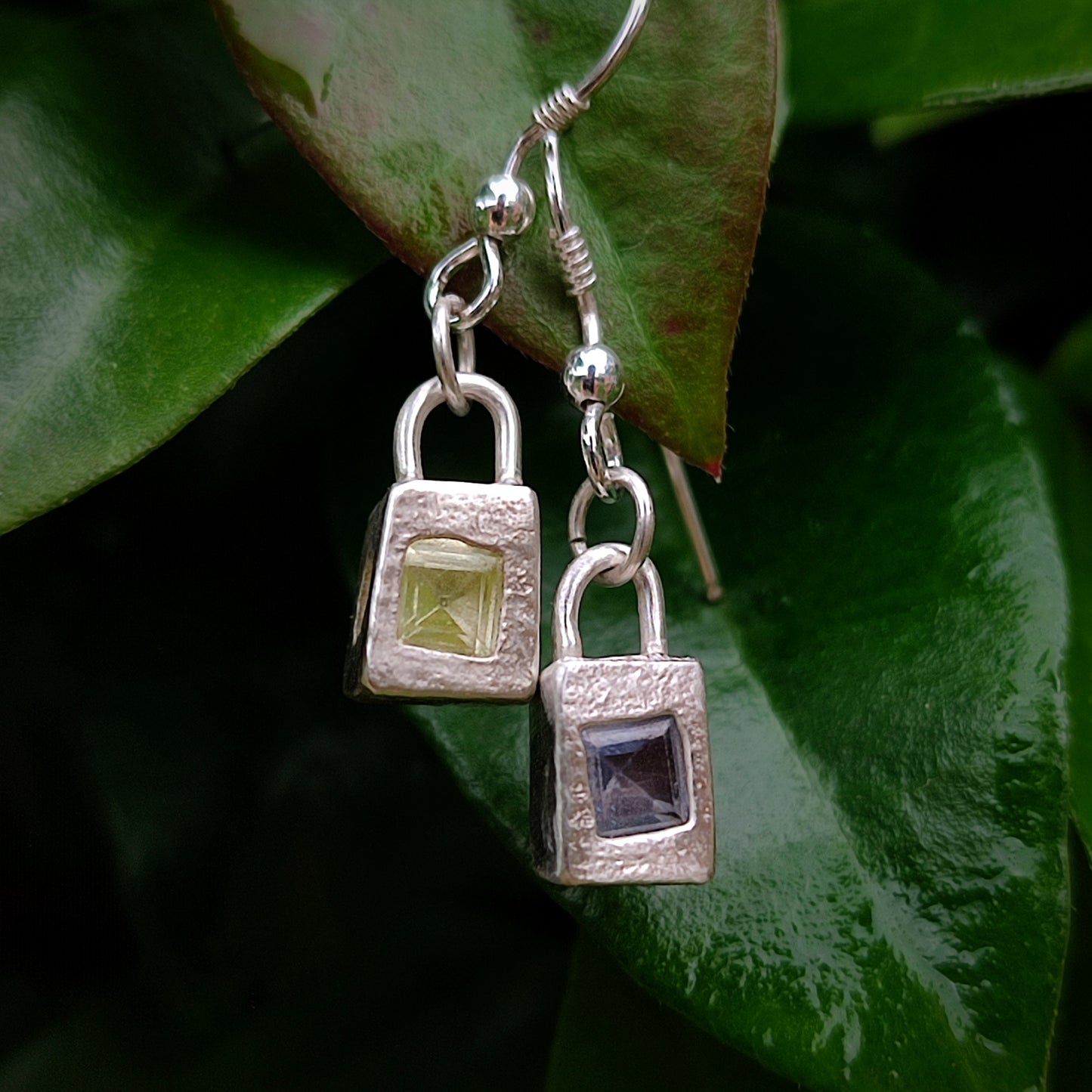 Organic Sterling Silver Sapphire Earrings