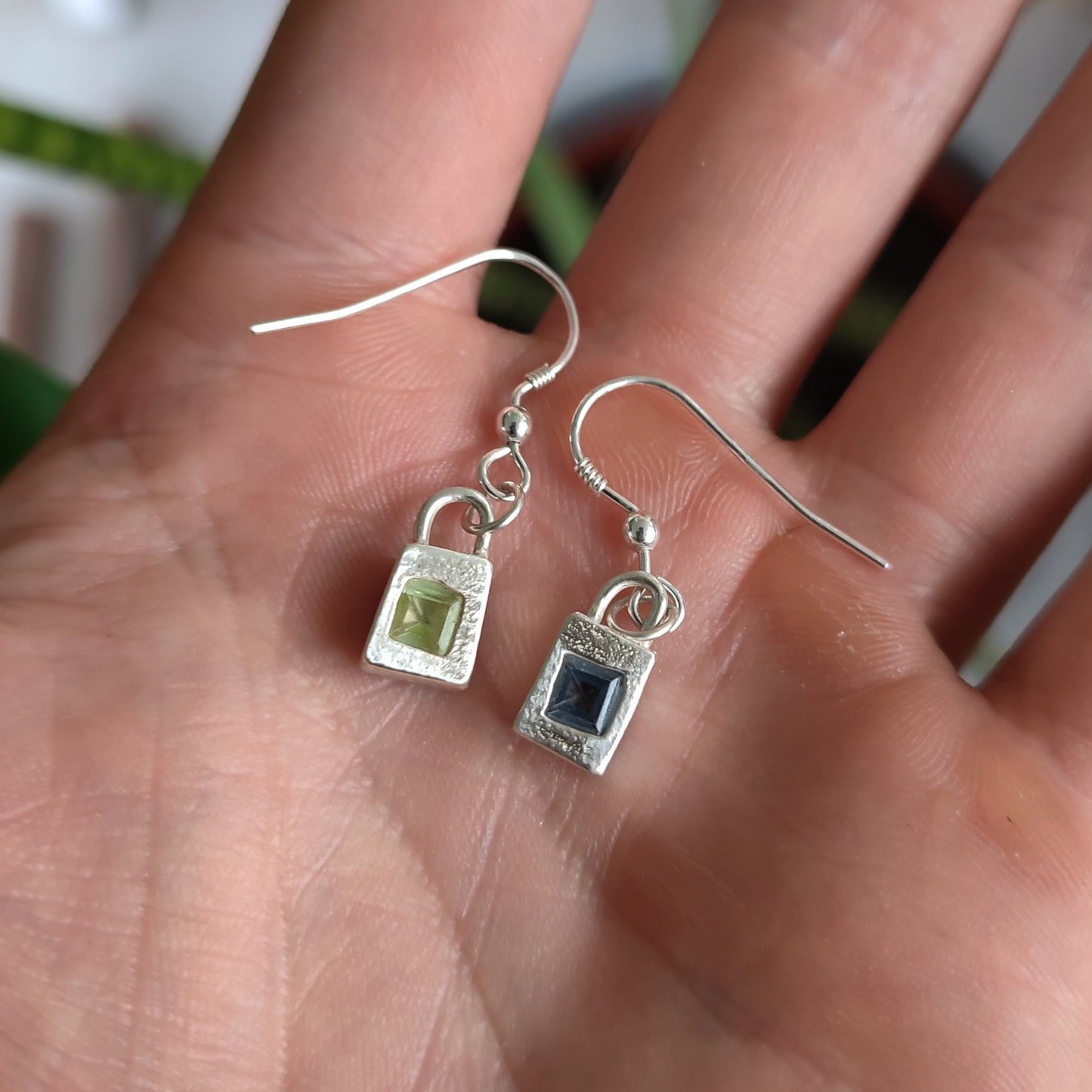 Organic Sterling Silver Sapphire Earrings