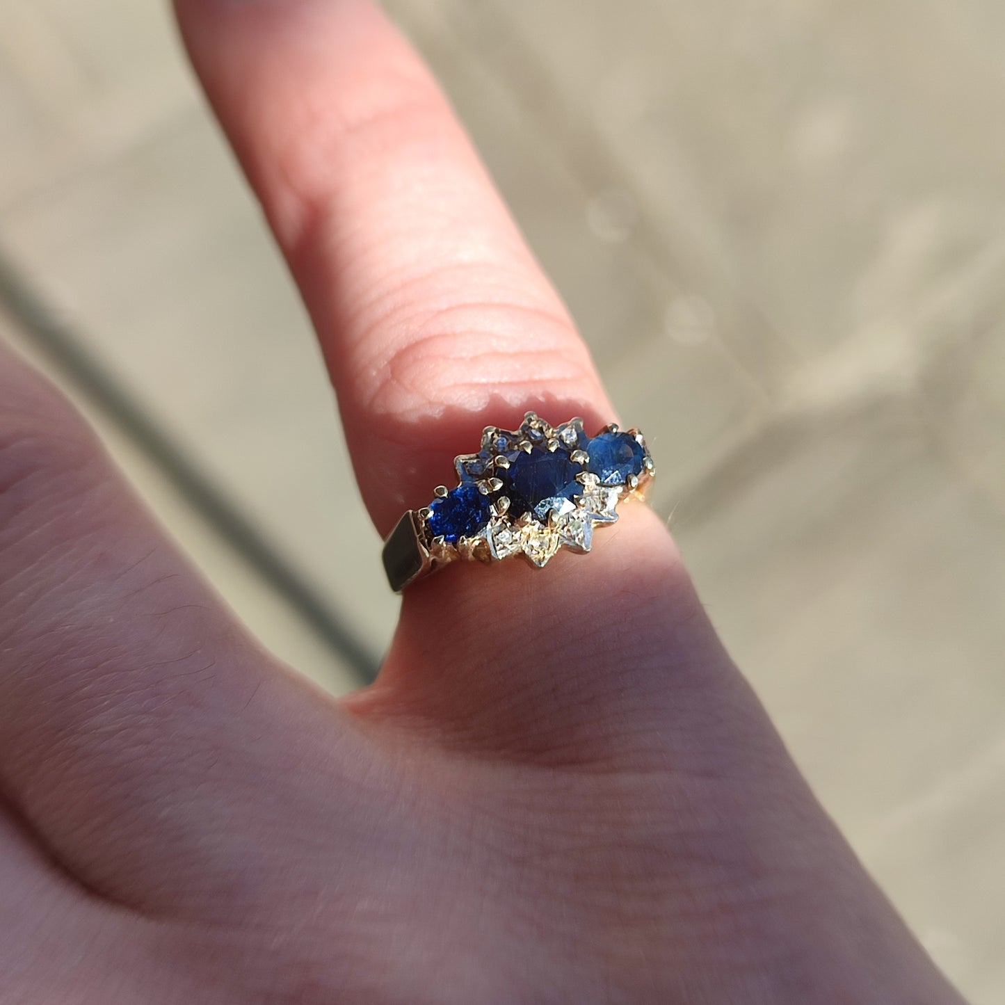 9ct Sapphire and Diamond Ring - silverhollowjewellery