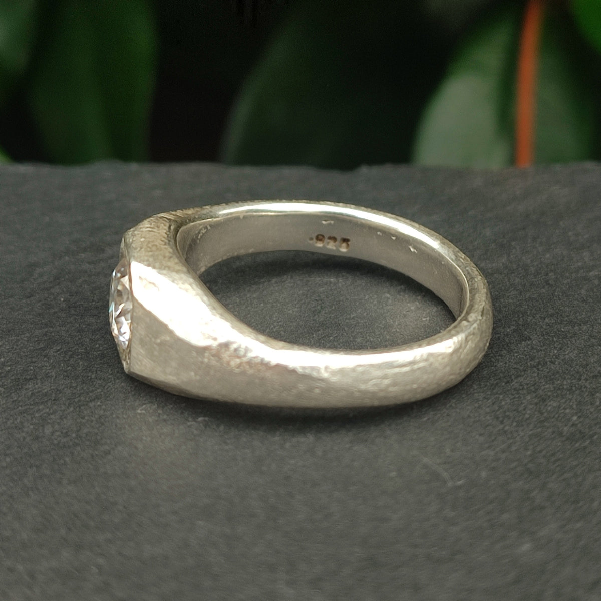 Moissanite Raw Signet