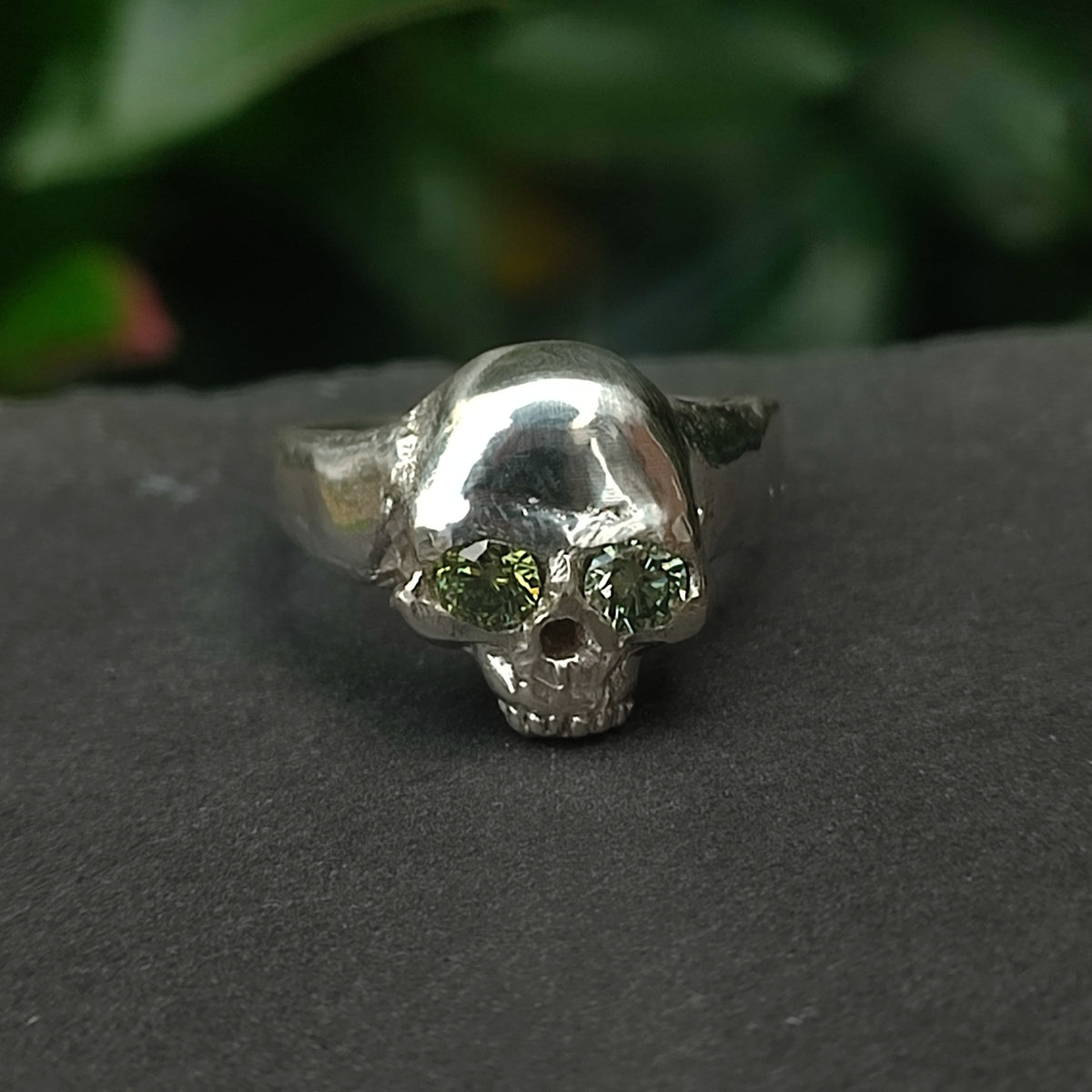Green Diamond Skull Ring