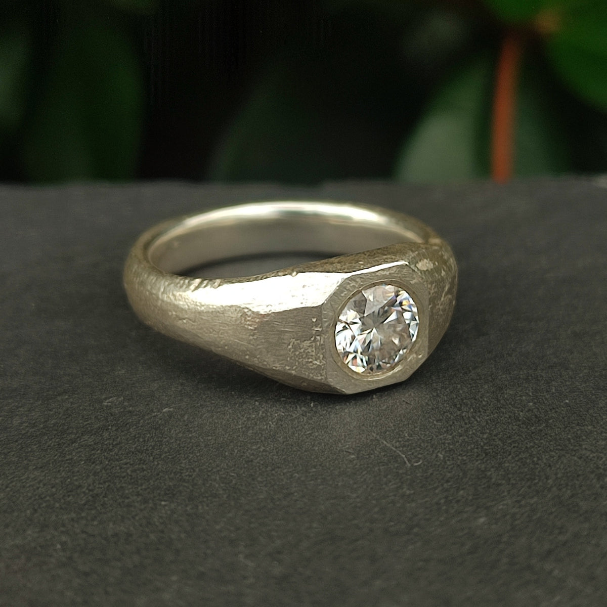 Moissanite Raw Signet