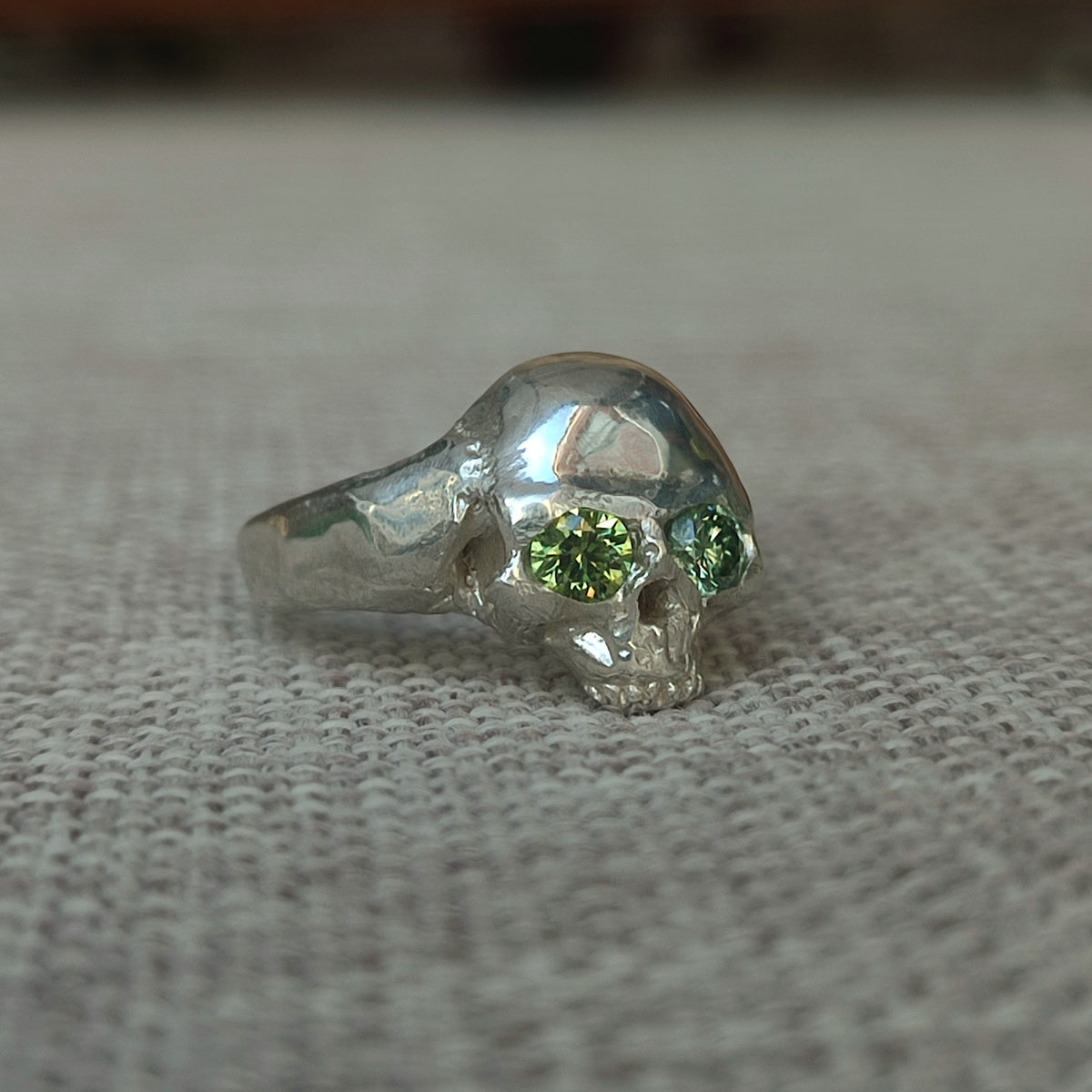 Green Diamond Skull Ring