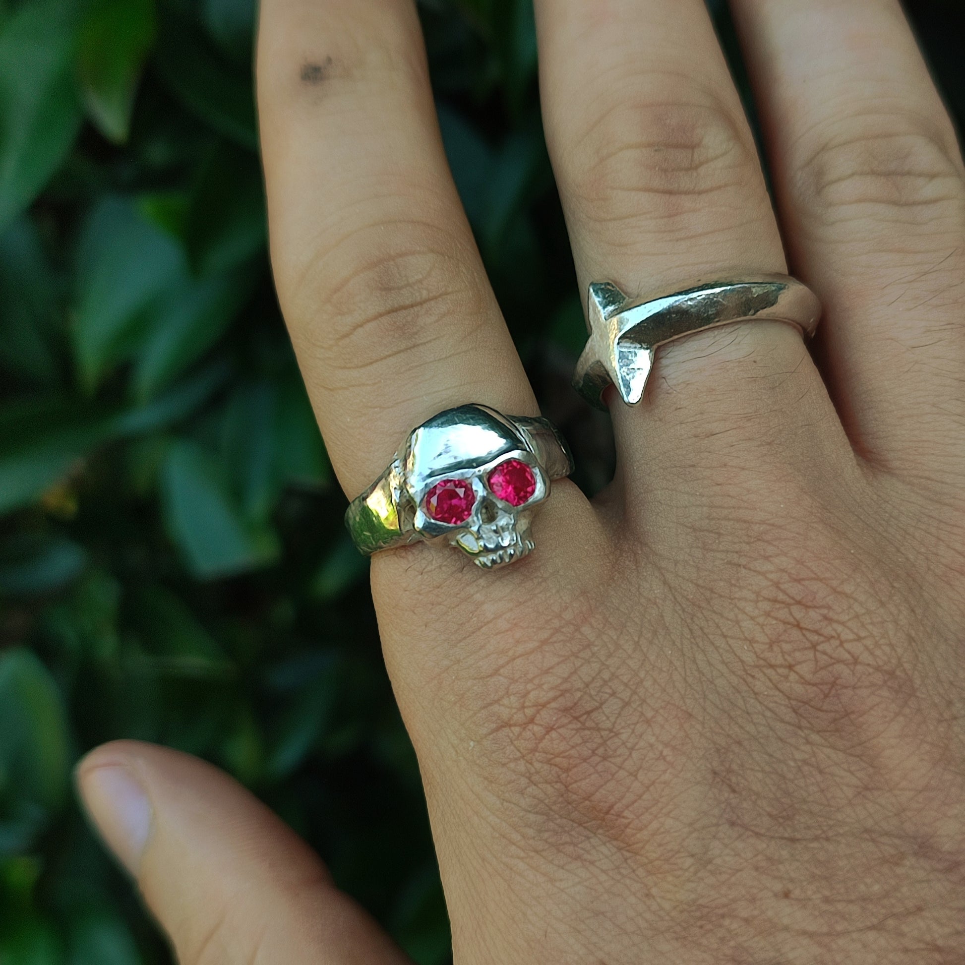 Ruby Skull Ring - silverhollowjewellery