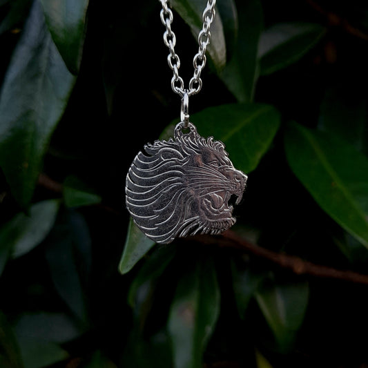 Silver Lion Pendant - silverhollowjewellery