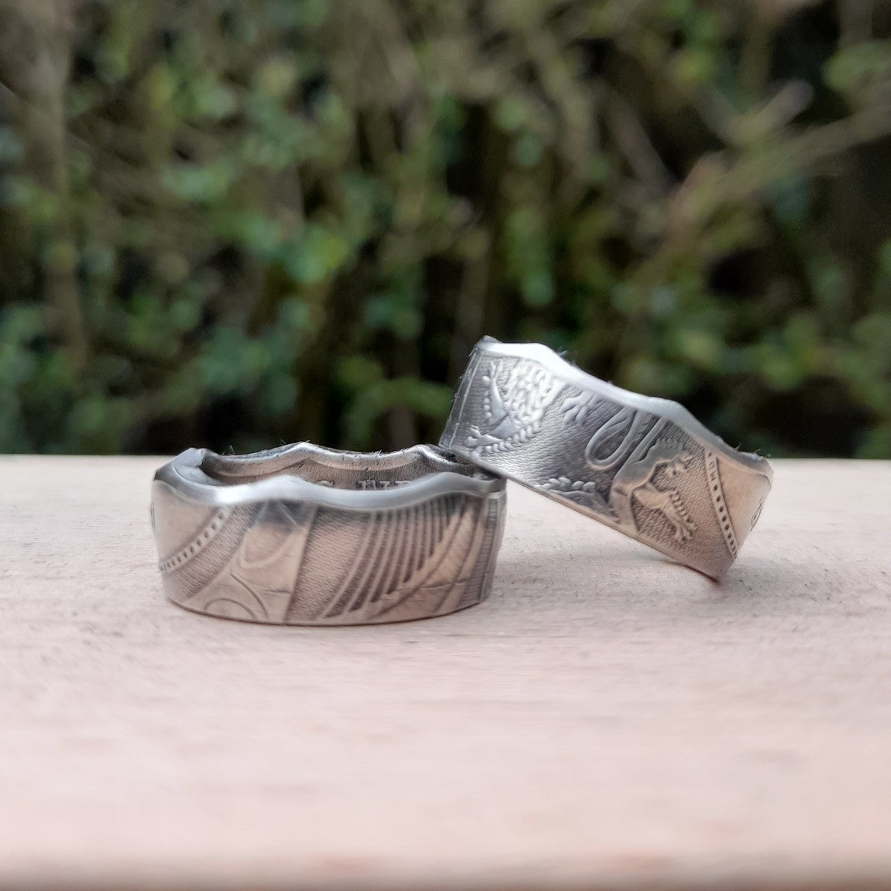 silver fifty pence coin ring