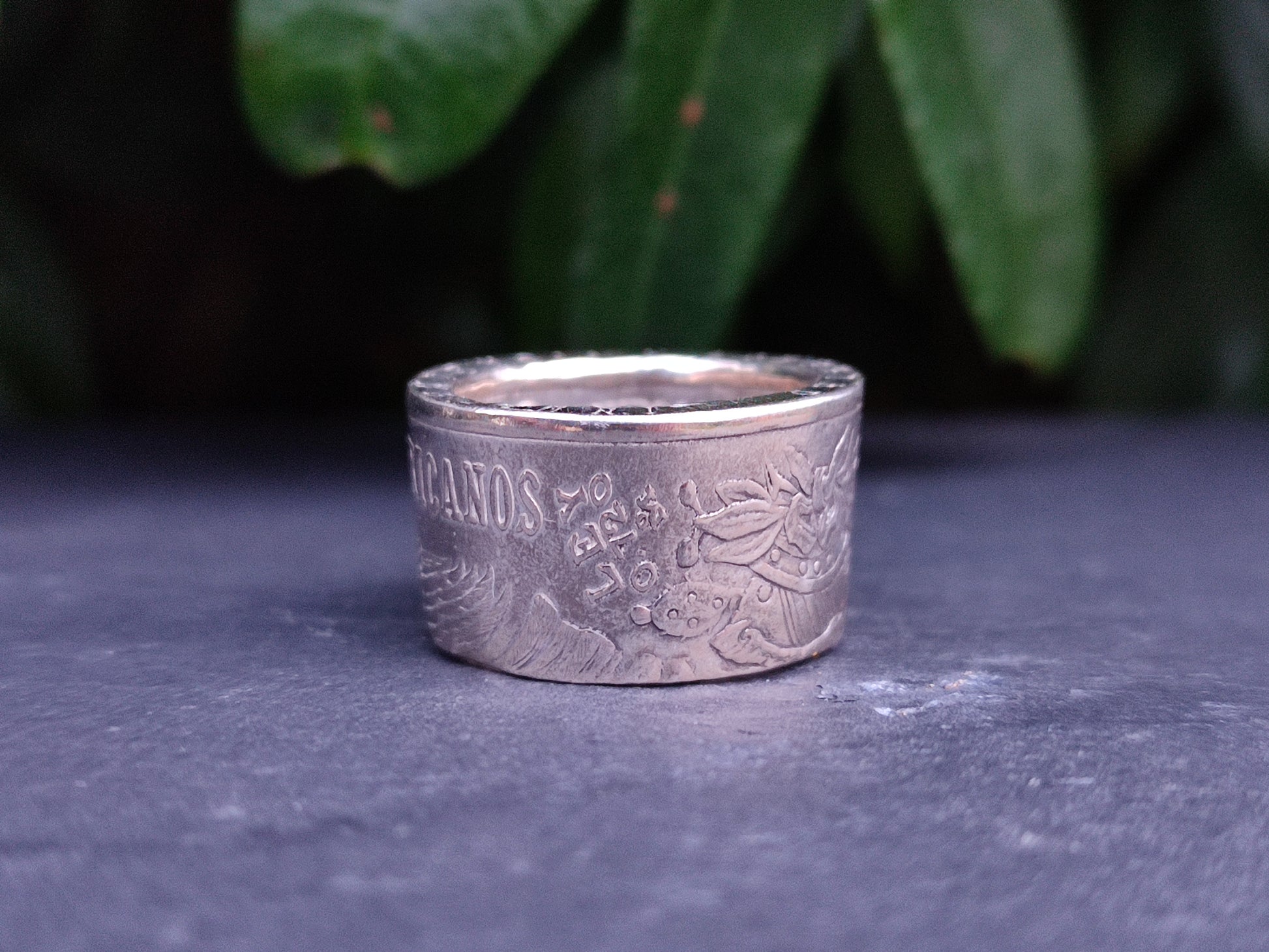 Silver Mexican Peso Coin Ring - silverhollowjewellery