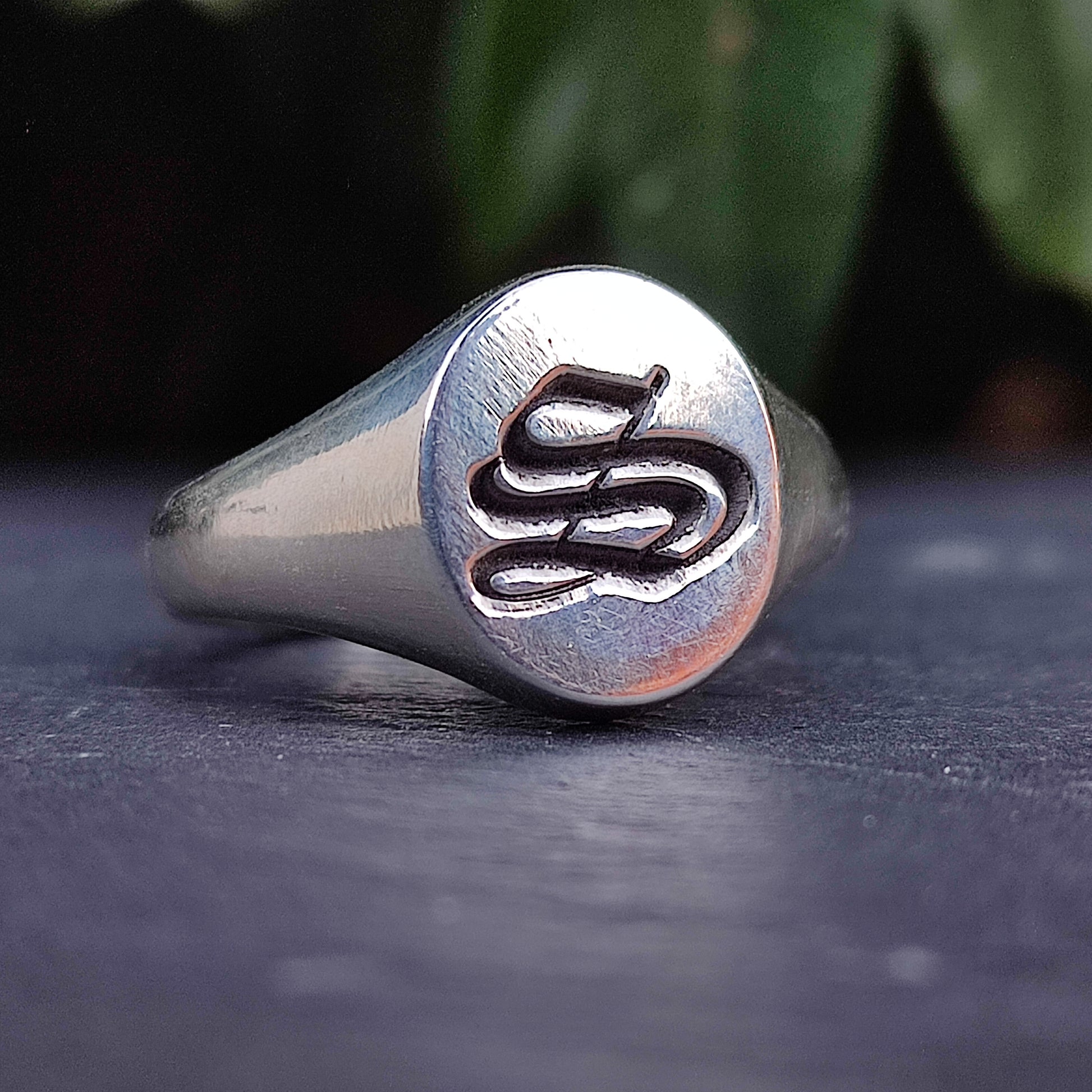 Large Custom Silver Signet Ring Heavy Ring Design Unique Mens