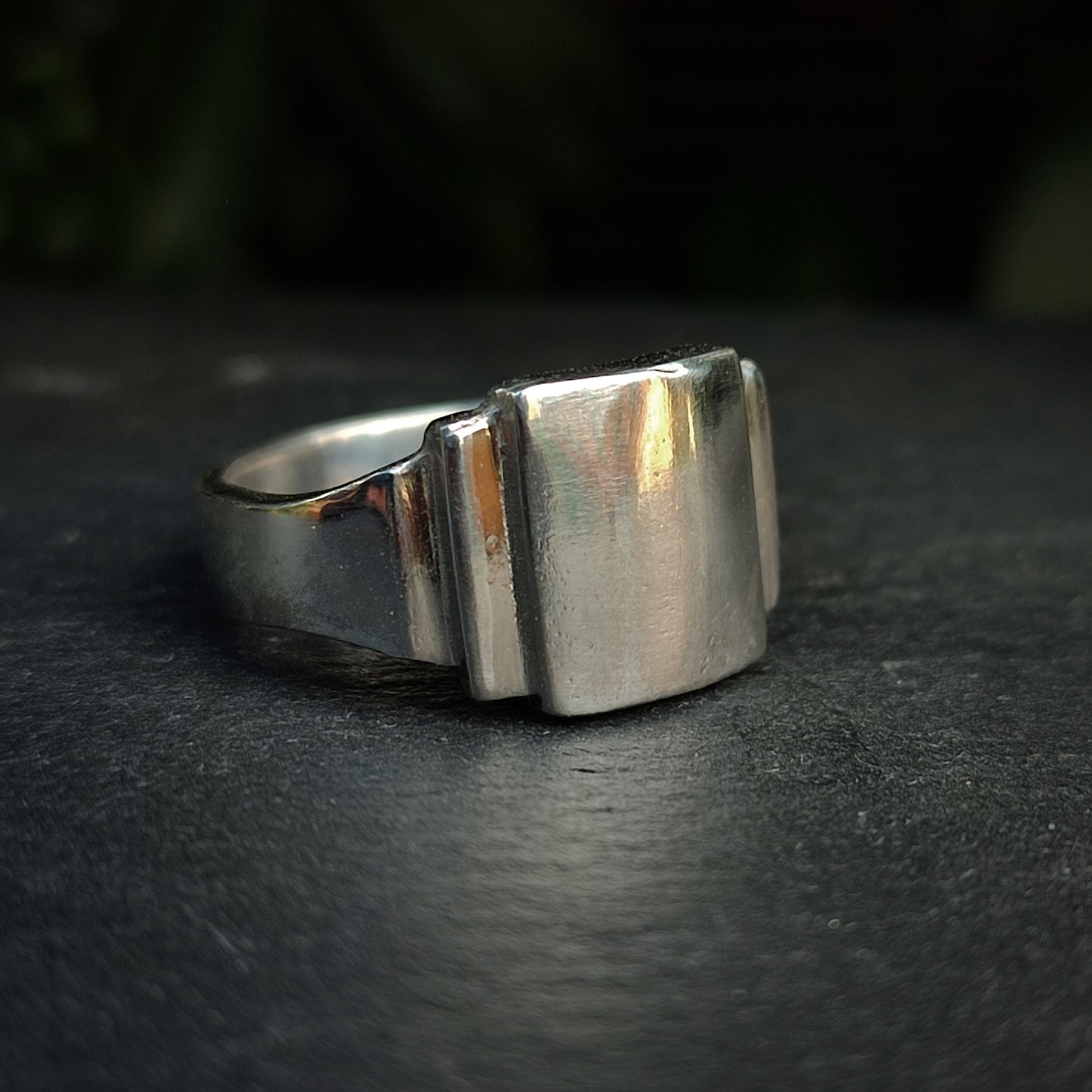 Silver Stepped Signet Ring